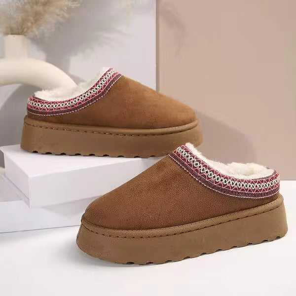Women's Slippers - Warm, Durable, And Non-Slip For Outdoor Comfort. Thick Soles With Platform Snow Boot Design For Winter Wear